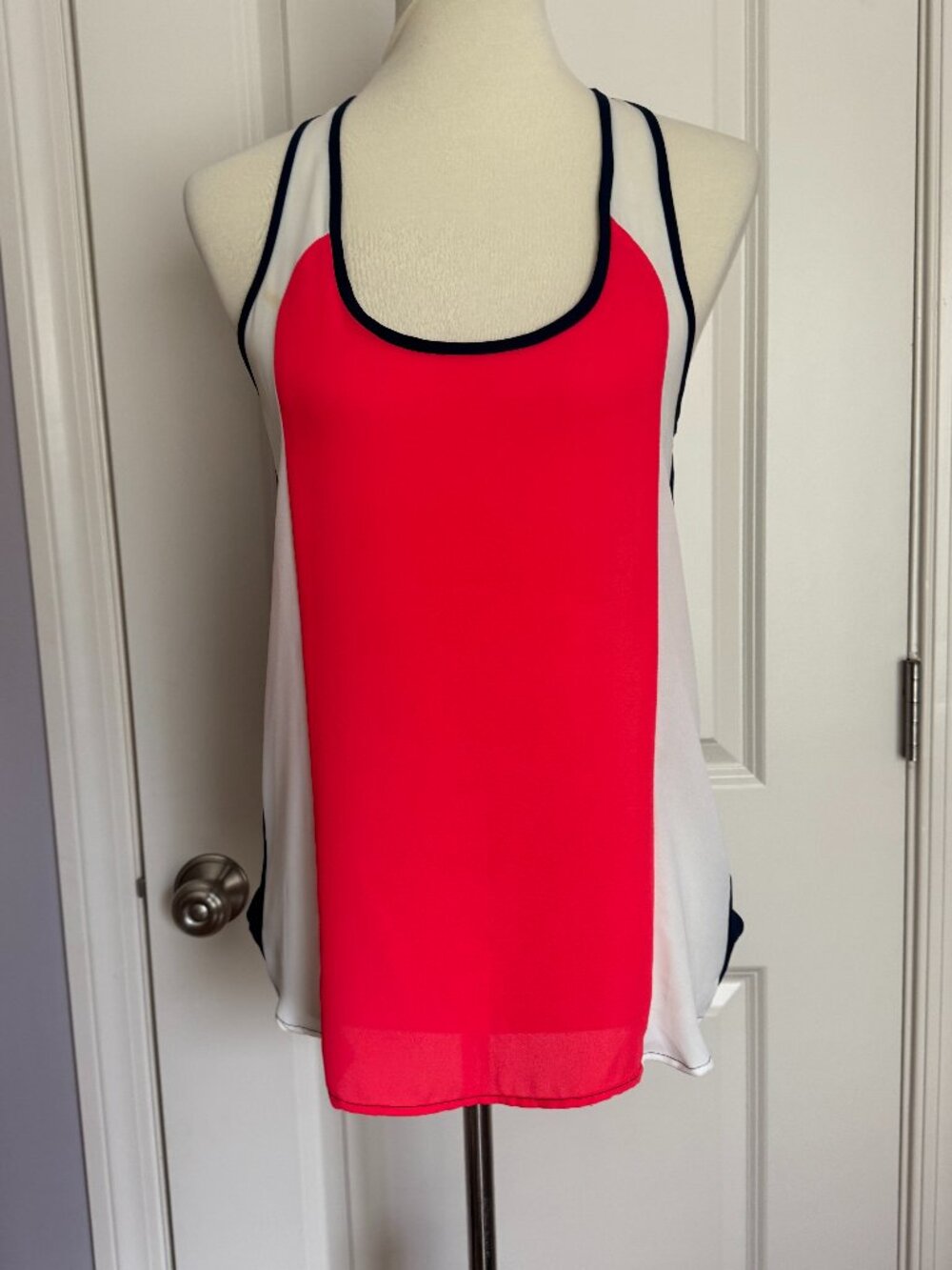 Scoop Colorblock Racerback Tank Red White Navy Small